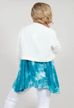 Cropped Cardigan with Pointed Collar in White