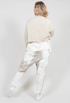 Cropped Cardigan with Pointed Collar in Beige