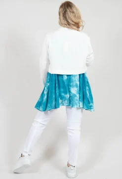Cropped Cardigan with Pointed Collar in White
