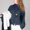 Cropped Cotton Shirt in Blue