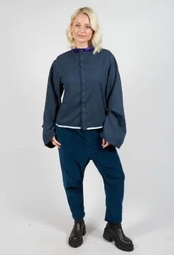 Cropped Cotton Shirt in Blue