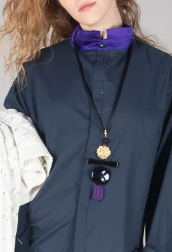 Cropped Cotton Shirt in Blue