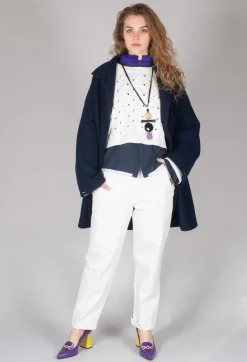 Cropped Cotton Shirt in Blue