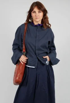 Cropped Cotton Shirt in Blue