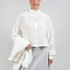 Cropped Cotton Shirt in Original White