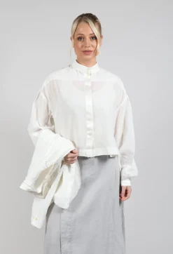 Cropped Cotton Shirt in Original White