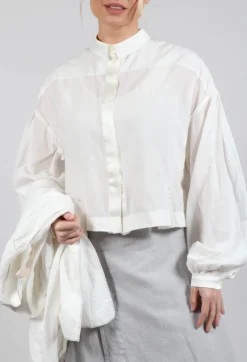 Cropped Cotton Shirt in Original White