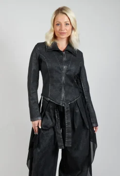Cropped Denim Jacket in Black