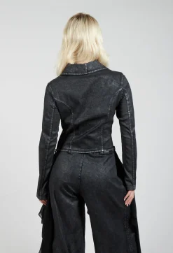 Cropped Denim Jacket in Black