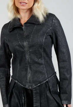 Cropped Denim Jacket in Black
