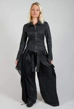 Cropped Denim Jacket in Black
