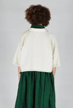 Cropped Denim Shirt in Off White