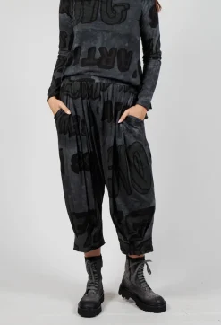 Cropped Drop Crotch Joggers in Rock Print