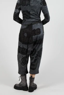 Cropped Drop Crotch Joggers in Rock Print