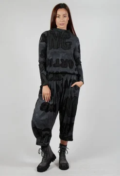 Cropped Drop Crotch Joggers in Rock Print