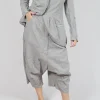 Cropped Drop Crotch Trousers in Moon