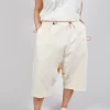 Cropped Drop-Crotch Trousers in Greige