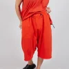 Cropped Drop-Crotch Trousers in Mandarine