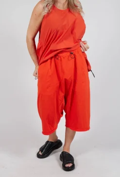 Cropped Drop-Crotch Trousers in Mandarine