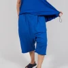 Cropped Drop-Crotch Trousers in Royal