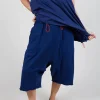 Cropped Drop-Crotch Trousers in Ocean