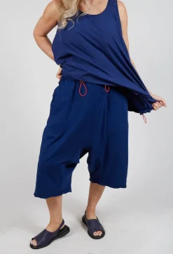 Cropped Drop-Crotch Trousers in Ocean