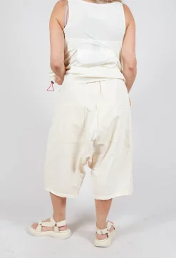 Cropped Drop-Crotch Trousers in Greige