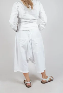 Cropped Drop-Crotch Trousers in Semi Bleach