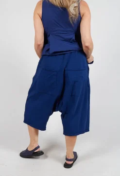 Cropped Drop-Crotch Trousers in Ocean