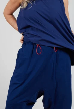 Cropped Drop-Crotch Trousers in Ocean