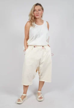 Cropped Drop-Crotch Trousers in Greige