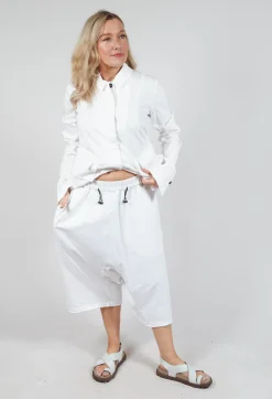 Cropped Drop-Crotch Trousers in Semi Bleach