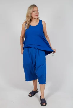 Cropped Drop-Crotch Trousers in Royal