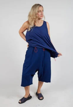 Cropped Drop-Crotch Trousers in Ocean