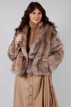 Cropped Fur Jacket with Wrap around Front