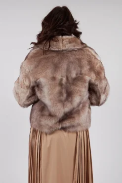 Cropped Fur Jacket with Wrap around Front