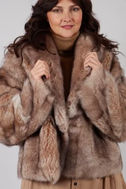 Cropped Fur Jacket with Wrap around Front