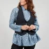 Cropped Gilet with Wrap Around Neck in Graphic