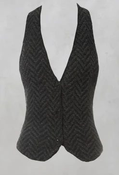 Cropped Gilet with Wrap Around Neck in Graphic