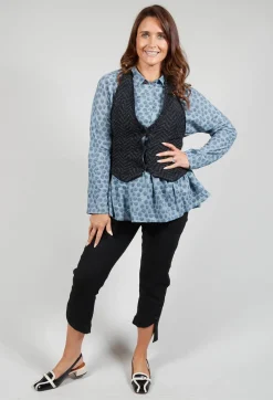 Cropped Gilet with Wrap Around Neck in Graphic