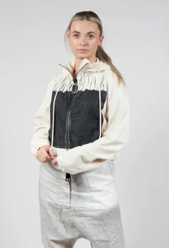 Cropped Hooded Jacket in Black Paint