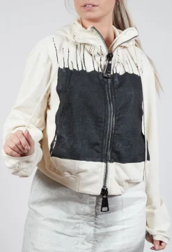 Cropped Hooded Jacket in Black Paint