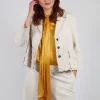 Cropped Jacket with Floral Embellishment in Sandshell