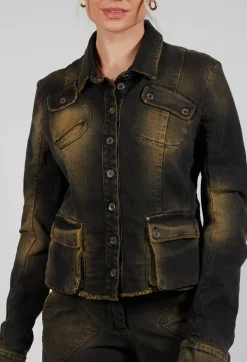 Cropped Jean Jacket in Denim Tumeric