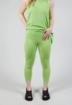 Cropped Jersey Leggings in Lime