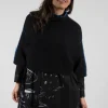 Cropped Jumper with Contrast Stitching in Black