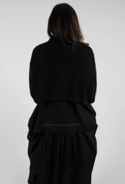 Cropped Jumper with Contrast Stitching in Black