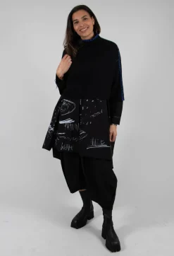 Cropped Jumper with Contrast Stitching in Black