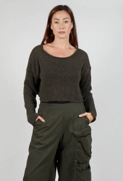 Cropped Jumper with Feature Hem in Jungle