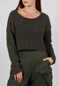 Cropped Jumper with Feature Hem in Jungle